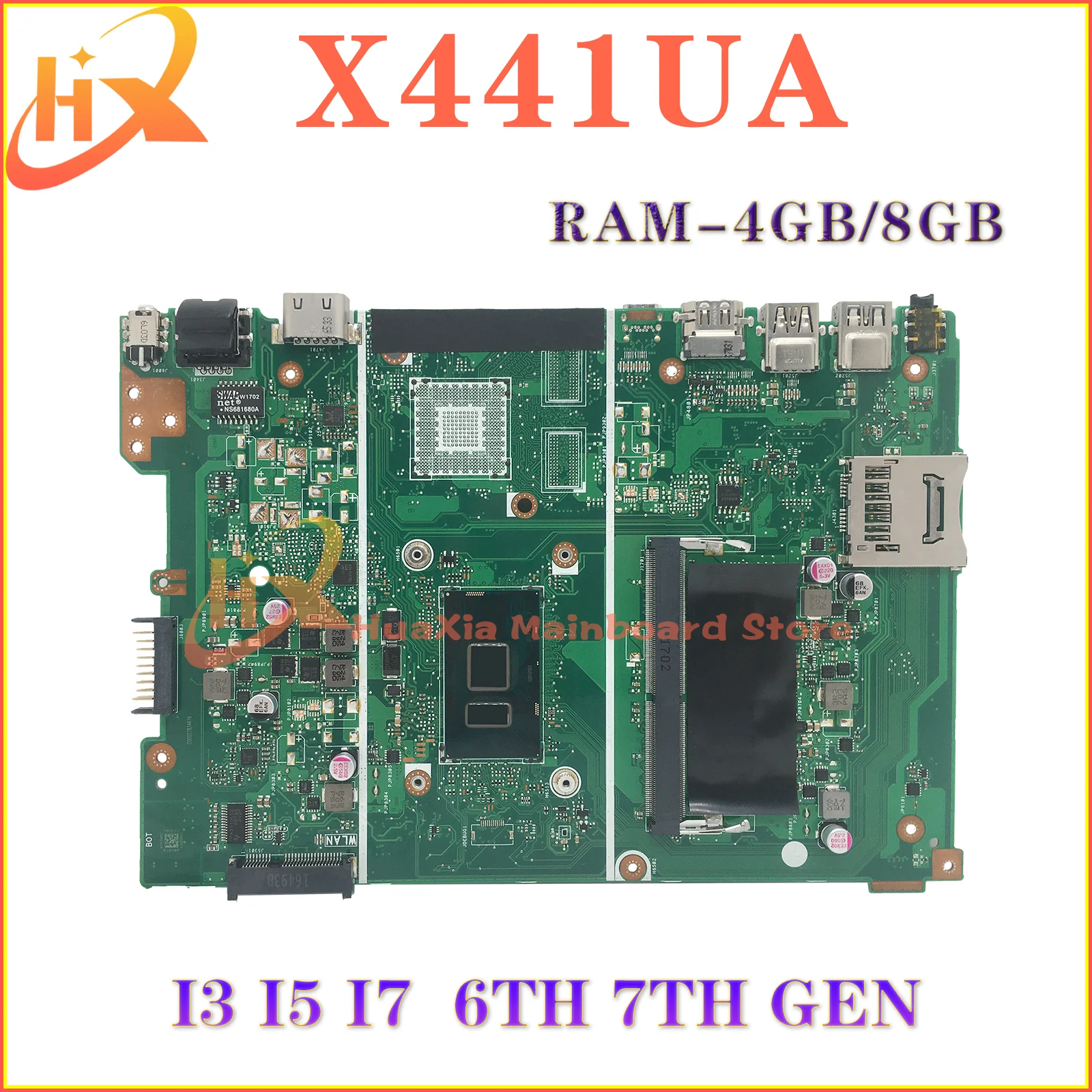 

X441UA Mainboard For ASUS X441UV X441U F441U A441U X441UVK X441UAK Laptop Motherboard 4405U I3 I5 I7 CPU RAM-4GB/8GB