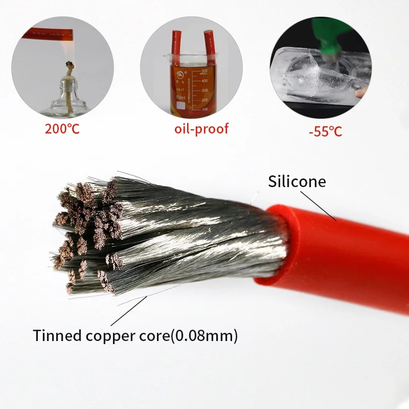 UL3135 Ultra Soft Silicone Wire Cable 13 12 11 10 9 8 7 6 5 4 3 2 1 AWG Red Black Heat Resistant Cable Car Battery Automotive