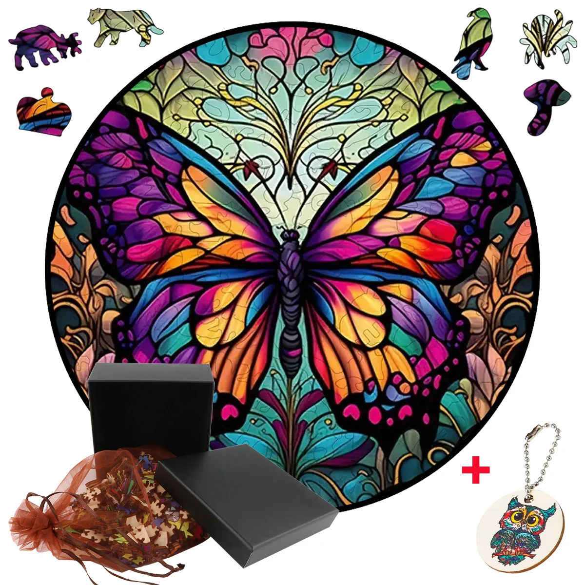 Rompecabezas de madera con forma de Animal de mariposa Irregular Popular, juego interactivo familiar colorido interesante, Regalos especiales para