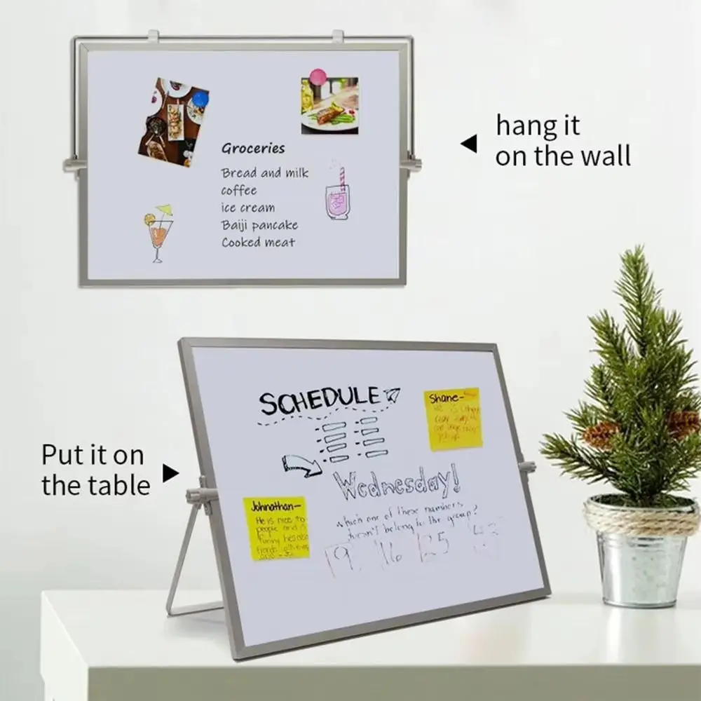 Adjustable Foldable Desktop Whiteboard Erasable With Bracket Writing Board Double Sided Use Message Board School Office