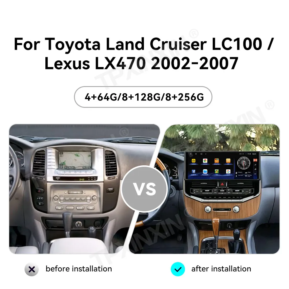 16.2 Inch Android 13 For Toyota Land Cruiser LC100/Lexus LX470 2002-2007 Car Radio Carplay Car Radio GPS Navigation Multimedia