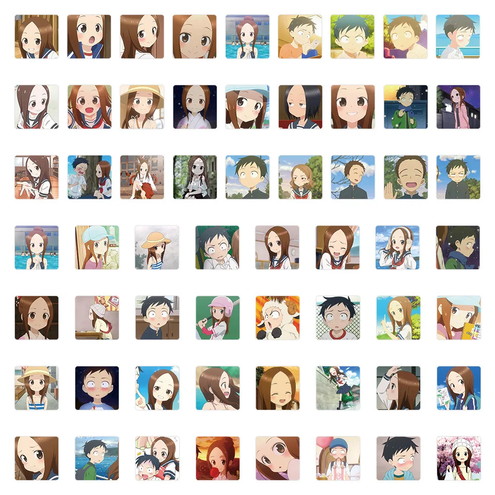 59 PCS Teasing Master Takagi san Adesivos Takagi Nishikata Chii ‌ ‌   Graffiti decalques engraçado anime diy portátil guitarra brinquedos dos desenhos animados