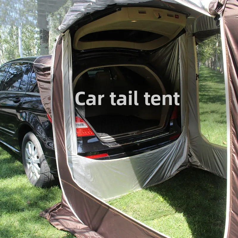 3-4 Person Outdoor Thickened Oxford Cloth Breathable Rainproof Tent Car Rear Extension Tent with Carbon Steel Support Car Tent