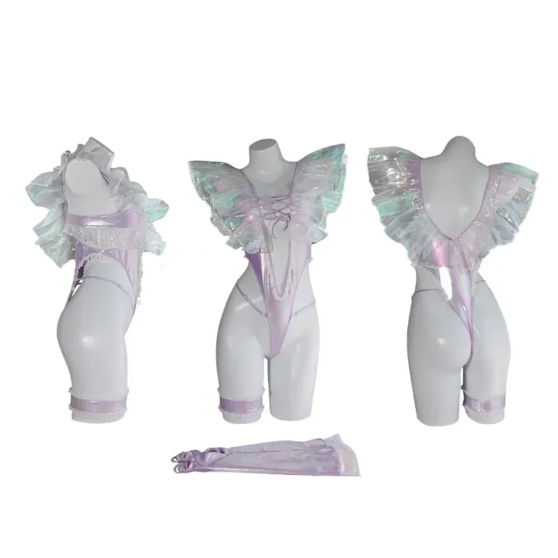 

DY20Women Anime One-Piece Bodysuit Butterfly Concubine Pearl organza Swimming Suit Bathing Suit BeachOutfit Cosplay Costume25