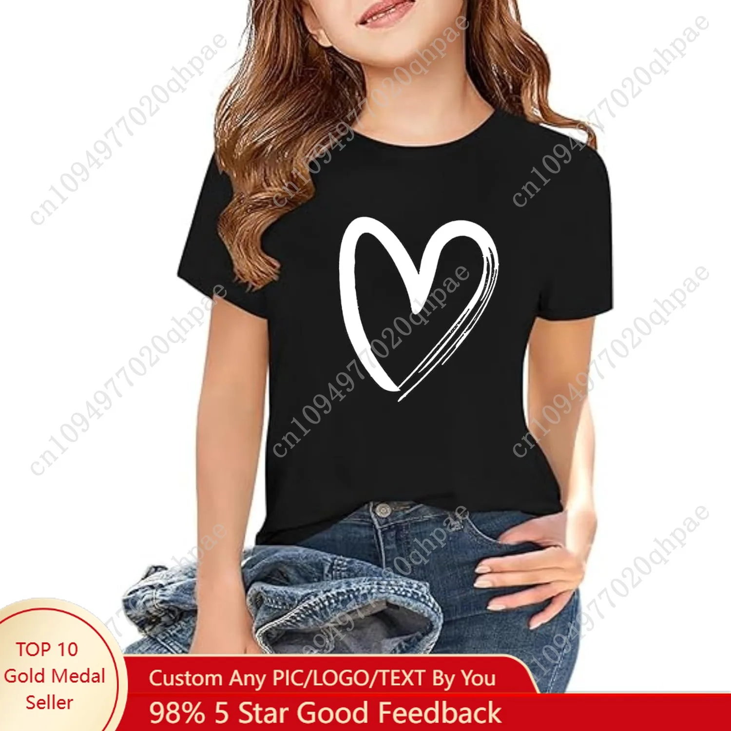 تي شيرت بناتي بأكمام قصيرة تي شيرت صيفي للأطفال برقبة دائرية تي شيرت برسومات أساسية من 5 إلى 14 سنة #1