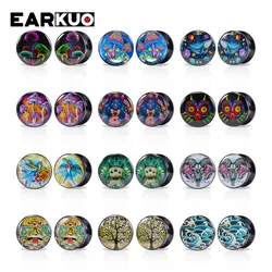 EARKUO Unique Cat Head Mushroom Tree Sea Waves Acrylic Ear Plugs Expanders Body Piercing Jewelry Earring Gauges Tunnels 2PCS