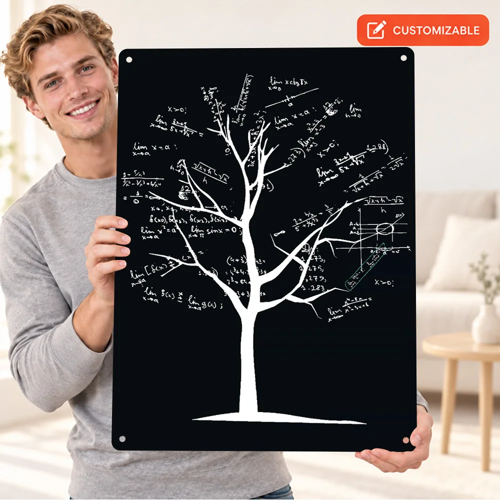 Mathematical Formula Tree Printed Poster Customized Aluminum Metal Sign Scientific Diagram Wall Art For Study Housewarming Gift
