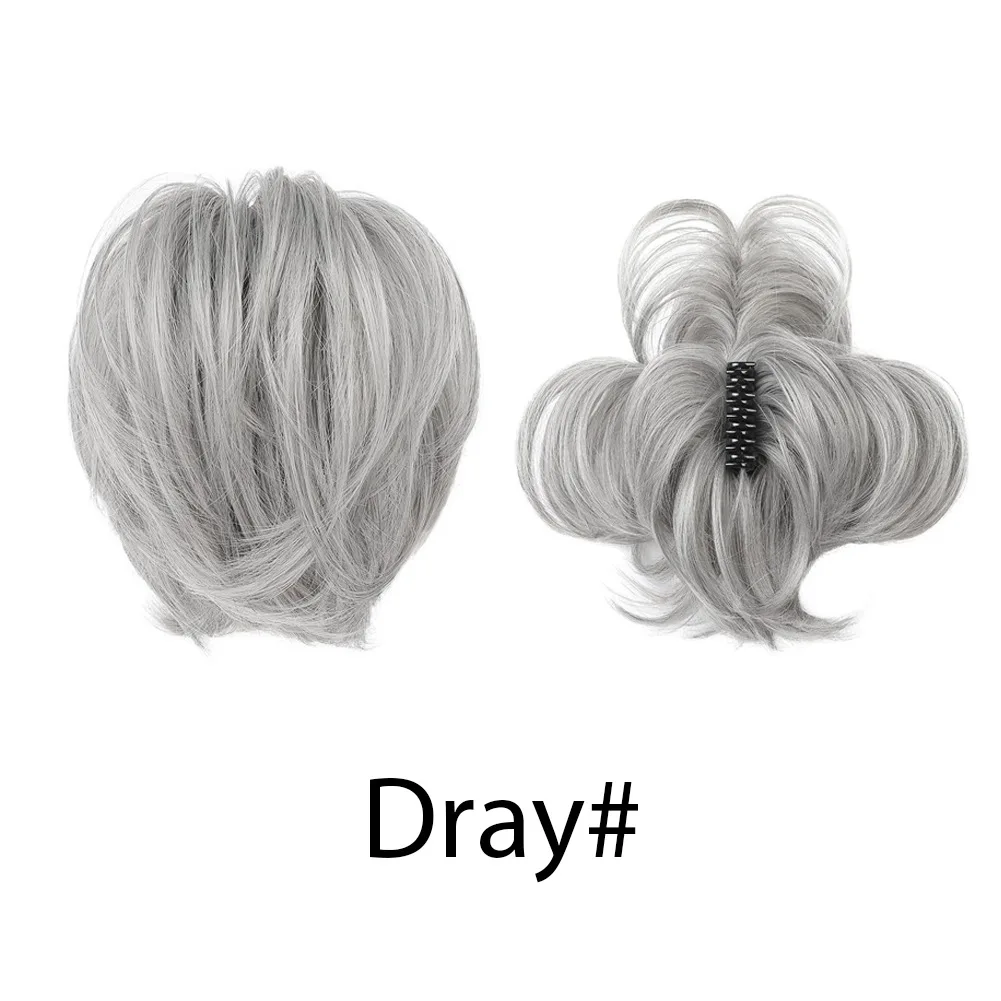 Women 9.8 inch Wig Hair Bundles  Short Ponytail Messy Fluffy Bird's Nest High Temperature Synthetic Fiber Hair for Adding Volume