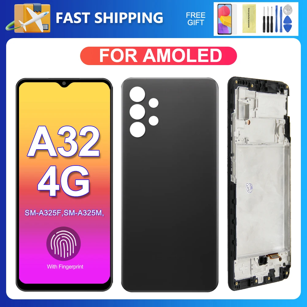 For Samsung A32 4G For AMOLED A325 A325F A325F/DS A325M A325N LCD Display Touch Screen Digitizer Assembly Replacement