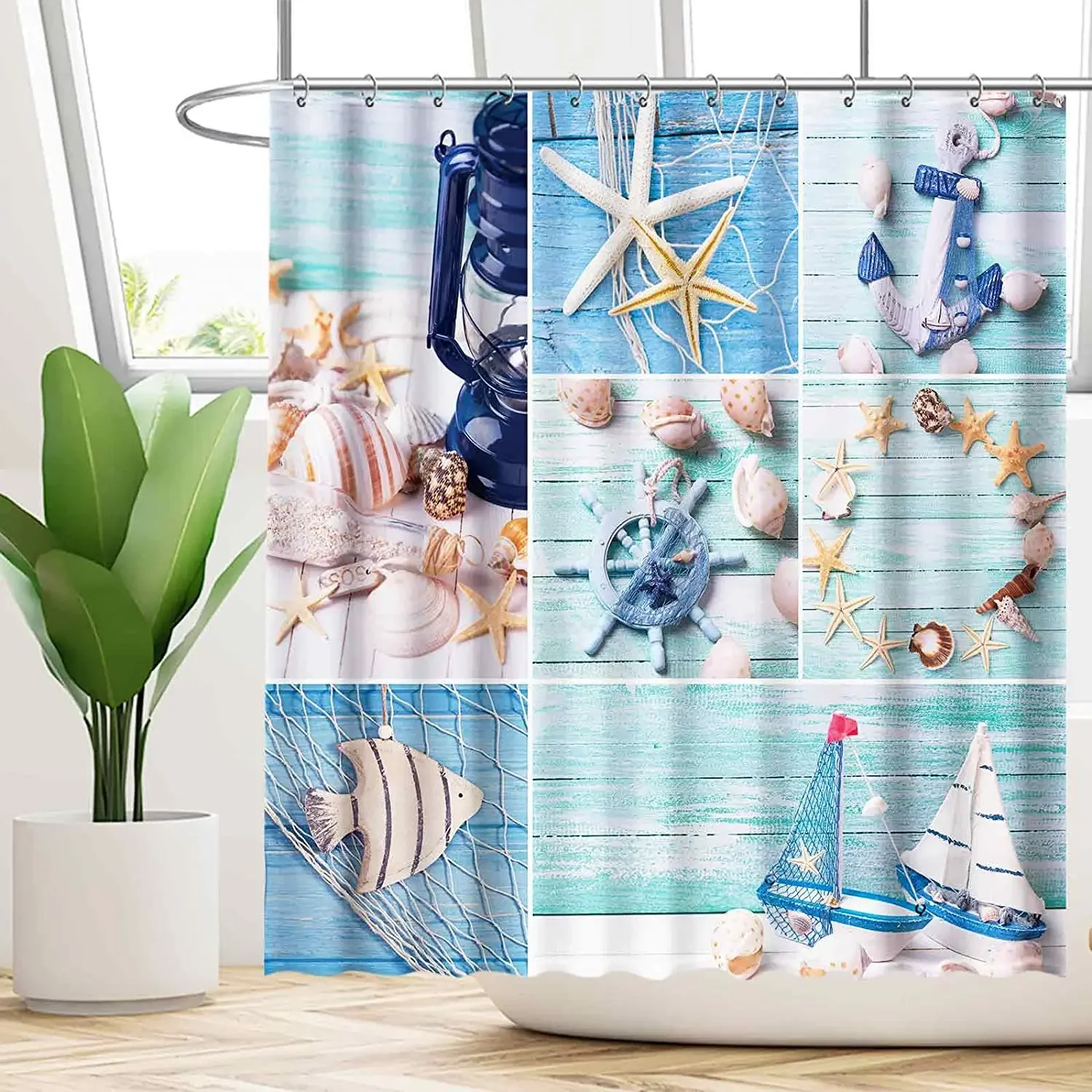 Starfish Anchor Marine Sail Boat Beach Sea Bathroom Background Summer Decor  By Ho Me Lili Home Sets With Hooks Easy Care