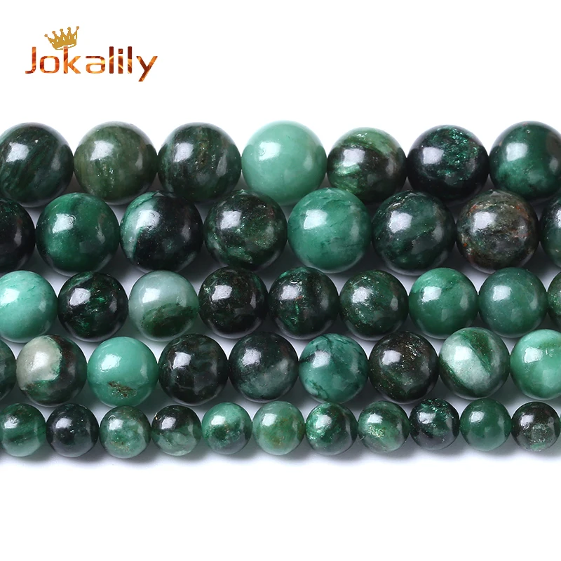 Genuine A+ Natural Green Emerald Stone Beads For Jewelry Making Round Loose Beads DIY Bracelets Necklaces Handmade 6 8 10mm 15