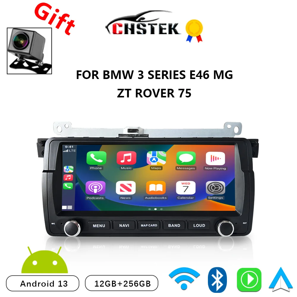 CHSTEK Car Radio Android13 Carplay For BMW M3 3 Series E46 Rover 75 MGZT 1998-2007 Navigation Bluetooth WIFI 4G Multimedia Audio