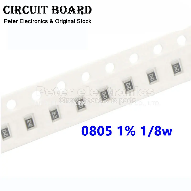 SMD 저항기 1% 0805 0R ~ 10M 1/8W 0 0.1 1 10 47 100 150 220 330 Ohm 1K 2.2K 4.7K 10K 100K 1R 10R 100R 150R 220R 330R, 100 개 1m