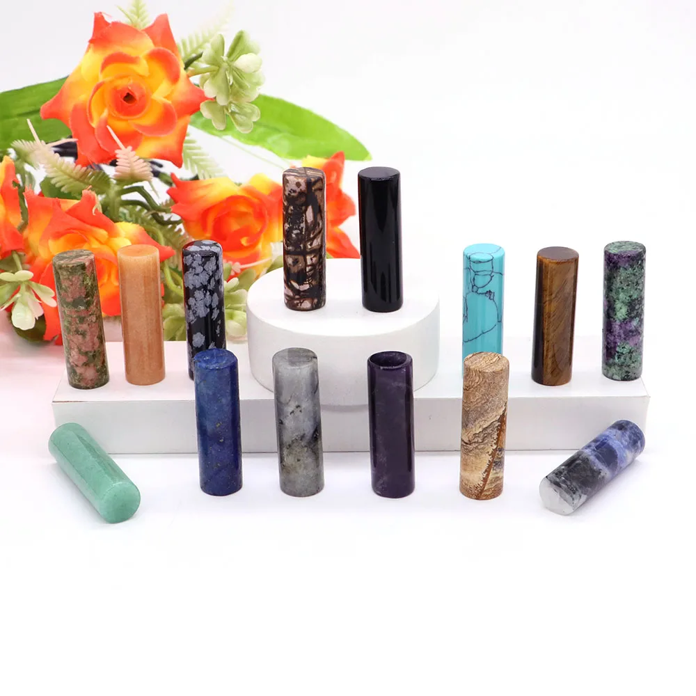 

35x10mm Wholesale Lots Cylinder Wand Natural Crystals And Stones Amethyst Healing Energy Crafts DIY for Jewelry Pendants Earring