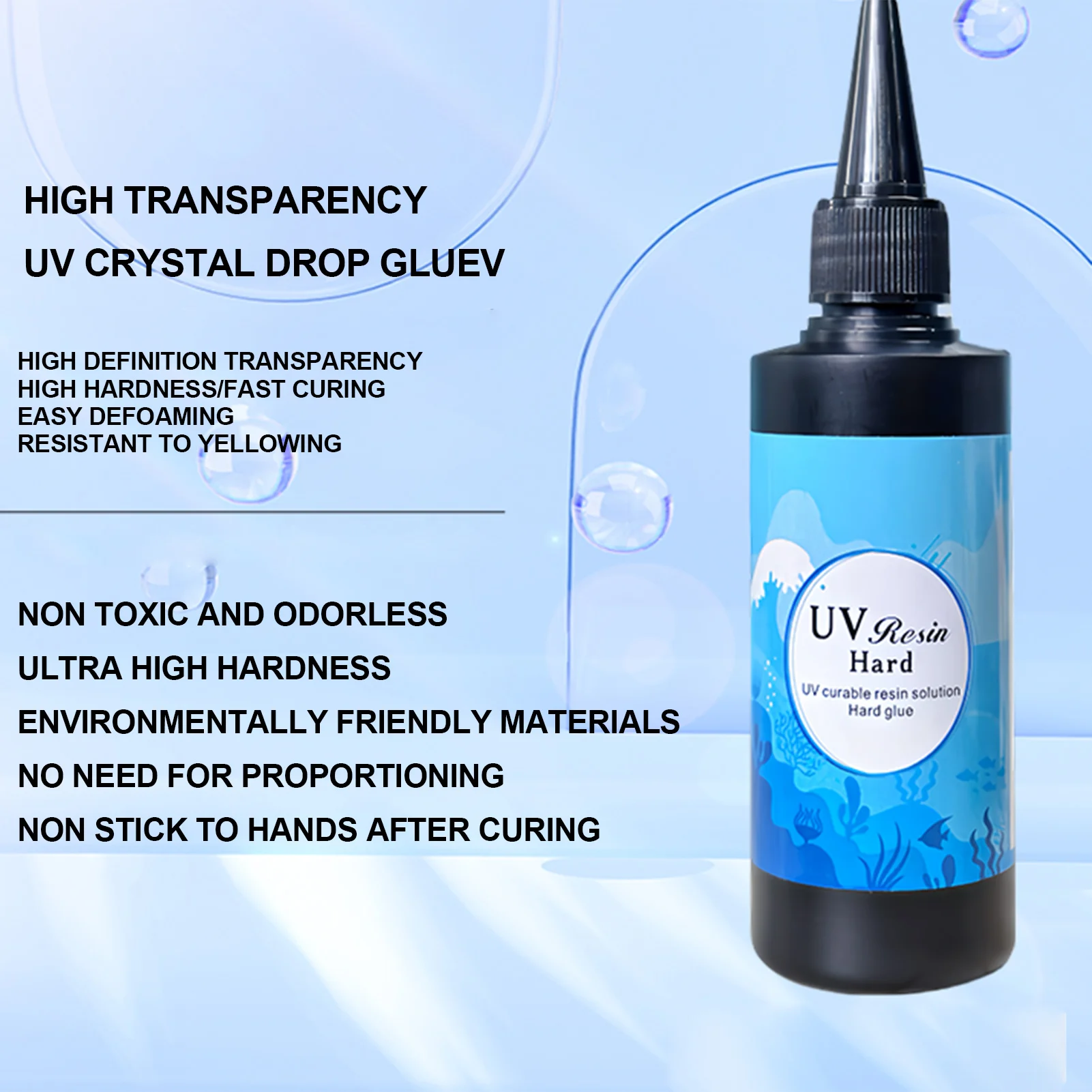 Highly Transparent Resin UV Glue Non-yellowing Odorless Fast Curing UV Glue for Heat Shrink Sheets Hand Dried Flowers