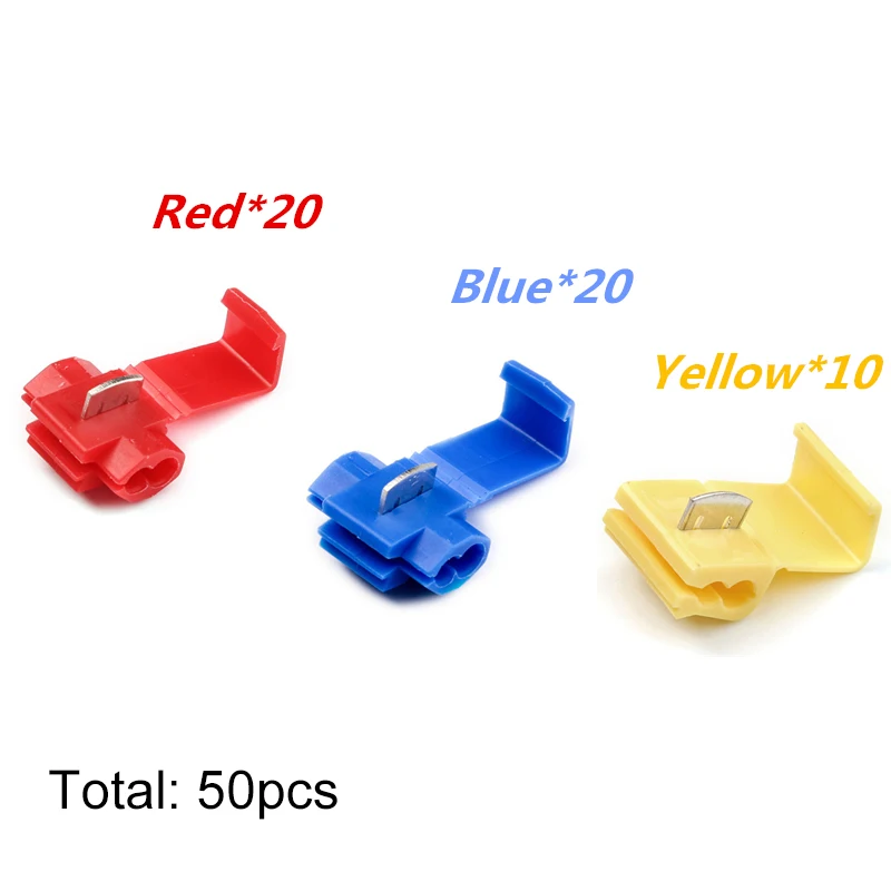 10/50Pcs Lock Wire Electrical Cable Connectors Insulated Terminals Crimp Quick Splice Connector For Car Electrical Cable Snap