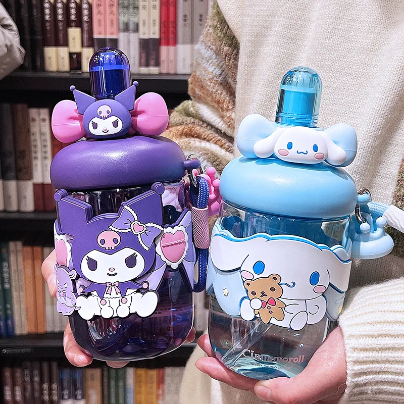 

Sanrio Cartoon Kuromi Space Cup Girls' High-Pretty Plastic Cup with Straws Cute Kulomi Cartoon Fruit Tea Cup Kawaii Hot Sell