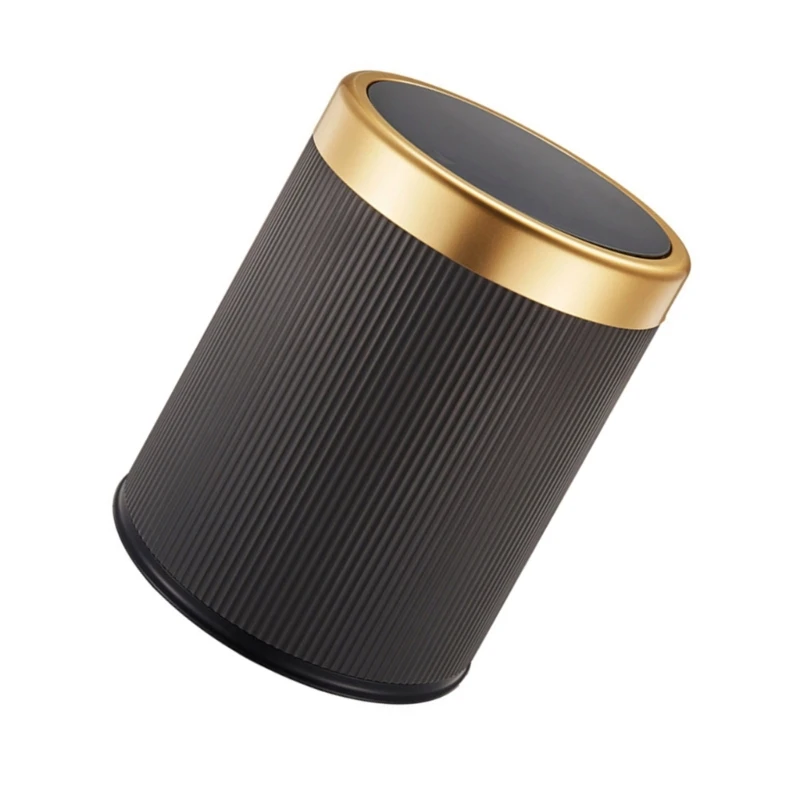 Stylish Round Trash Can with Lid Small Press Trash Can Container for Small Room Dropshipping