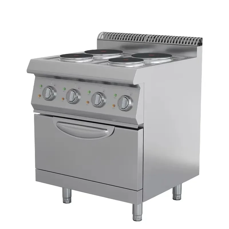 Commercial Four Burner Electric Stove Oven Stainless Steel Multi Function for Restaurant Hotel