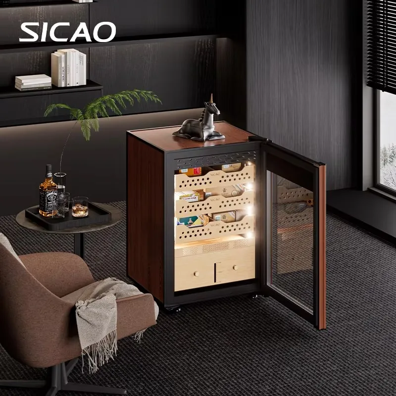 Small Cigar Humidor Electric 137L Hold 1000 Thermoelectric 5.0-22.0℃  Spanish Cedar Wood  Mini Cigar Cooler Cabinet