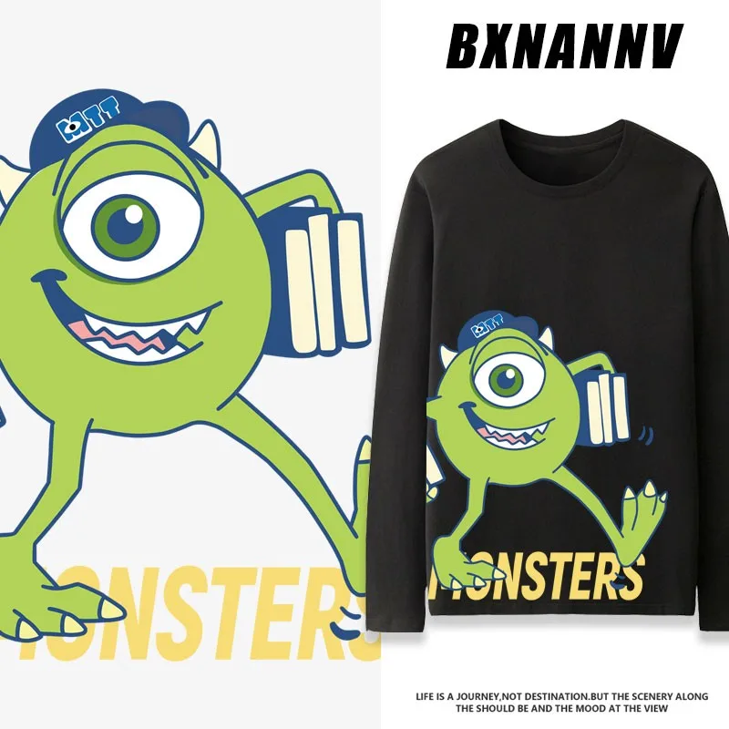 

Disney Monsters University T-shirt Men Long Sleeve Children's Big Eyes Blue Hair Monster Surrounding Clothing Base