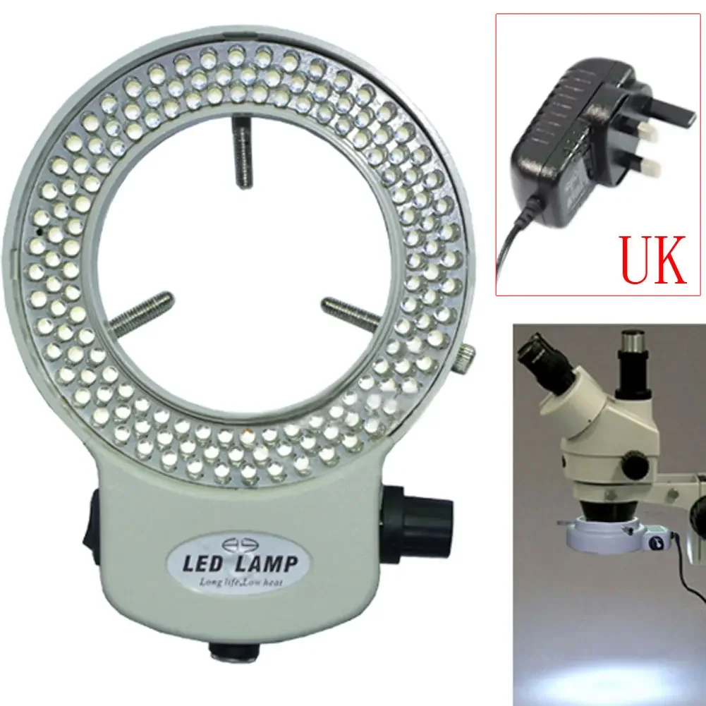 Adjustable 144 LED Ring Light Lamp backlight Illuminated for Industry Stereo Microscope Camera Magnifier AC 100~240V