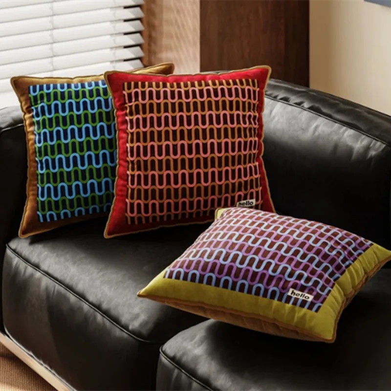 Retro Pillow Cover, Decorative Throw Pillow Covers Boho Pillowcase Shell 45cm Velvet Light Luxury for Couch Bed Sofa Home Square