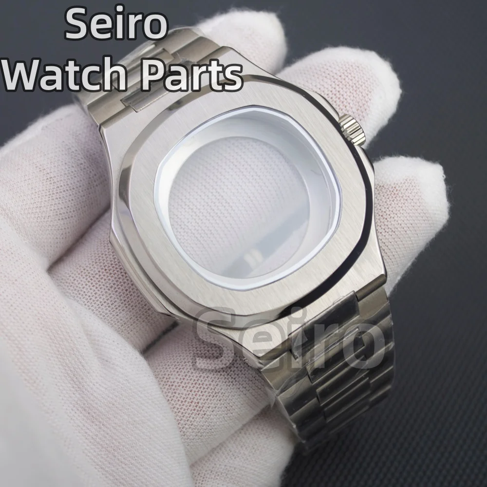 

Корпус для часов Nautilus 41 мм, водонепроницаемый, для мужчин, с сапфировым стеклом, браслет из нержавеющей стали, подходит для механизмов NH35, NH36, NH38.