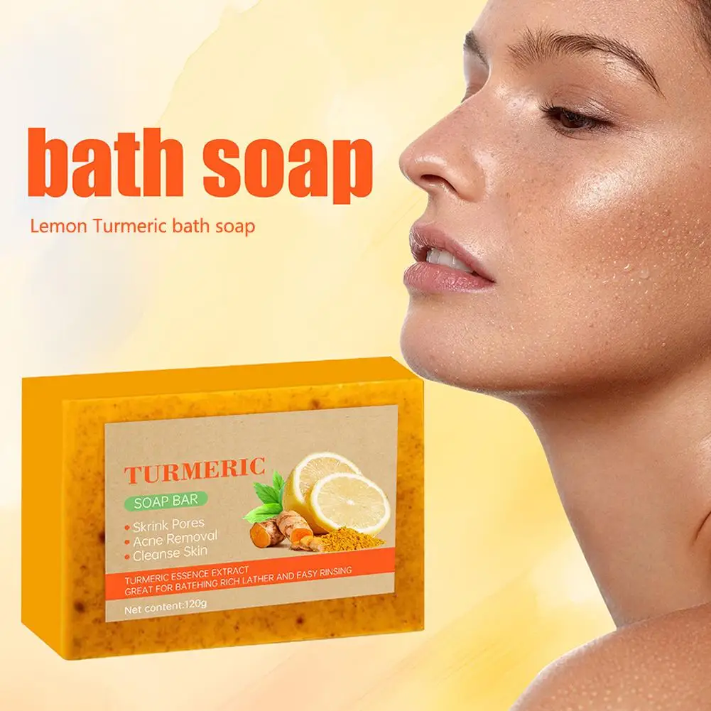 100g Lemon Turmeric Kojic Acid Soap Natural Brightening Dull Skin Gentle Care Improves Clean Oil Face Skin Control V9G7