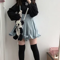 Women Jumpsuit Kawaii Solid Corduroy Jumpsuit Lolita Ruffle Loose Spring Korean Version of Ulzzang Harajuku Casual Soft Clothing