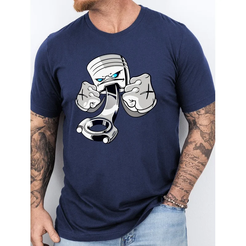 Men's High-quality T-shirt, Fun 'Angry Piston Printed T-shirt, Men's Short Sleeve T-shirt, Regular Casual Daily Men's Top, Men's