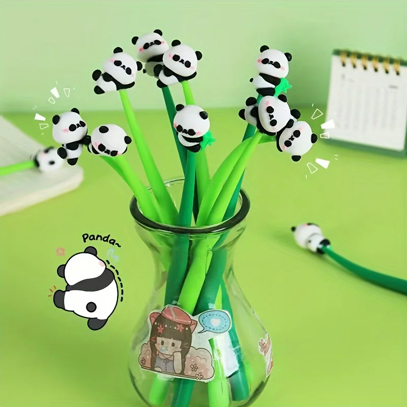 8 Panda Gel Pens, Smooth Writing Without Ink Leakage, Comfortable Grip, Removable Refills, Reusable, Suitable for Writing, Study Marking, Office Notes, Journaling, Etc., Mother's Day