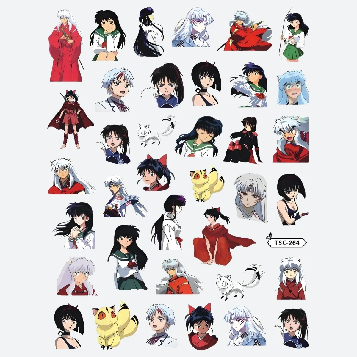 TSC-264-265 , Inuyasha, Morha, autocollant d'art d'ongle de chasseur d'anime pour la mode d'ongle de bricolage