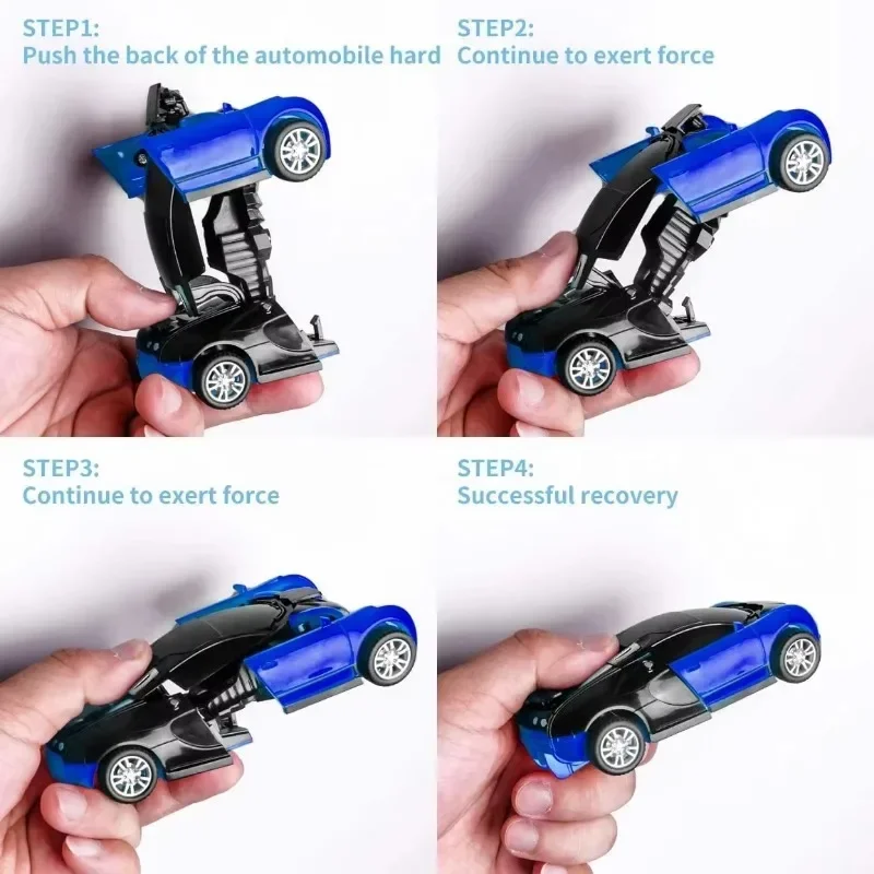 Mini jouets de voiture de déformation à une clé pour enfants, transformation automatique, modèle de robot, jouet moulé sous pression, cadeaux pour garçons, 2 en 1