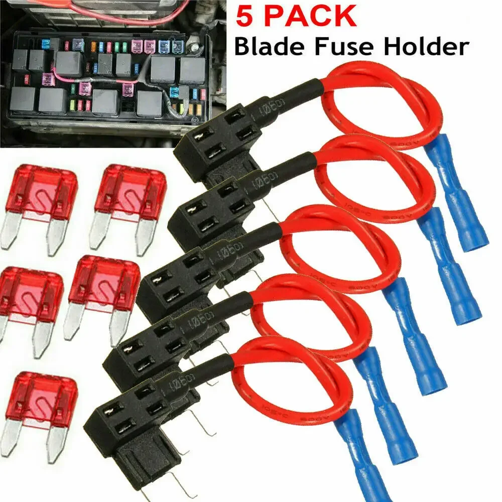 

12V 5Pcs Mini Size Blade Fuse Holder Add A Circuit Standard ATM APM Back Fuses Tap Car Fuse Box Fusible Alarm Accessories