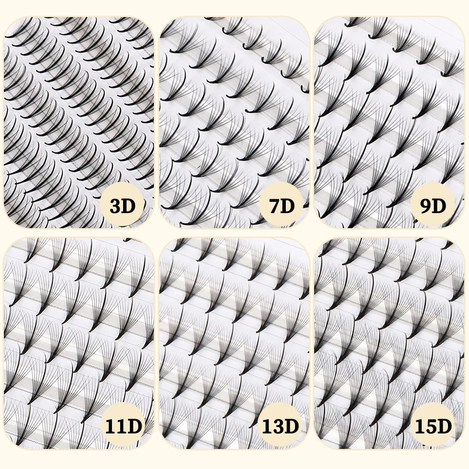 Rujade 3D 5D 7D 9D prefabricado Wispy Fans pestañas afiladas tallo puntiagudo imitación visón Wispy Spike ruso volumen Fans extensiones de pestañas