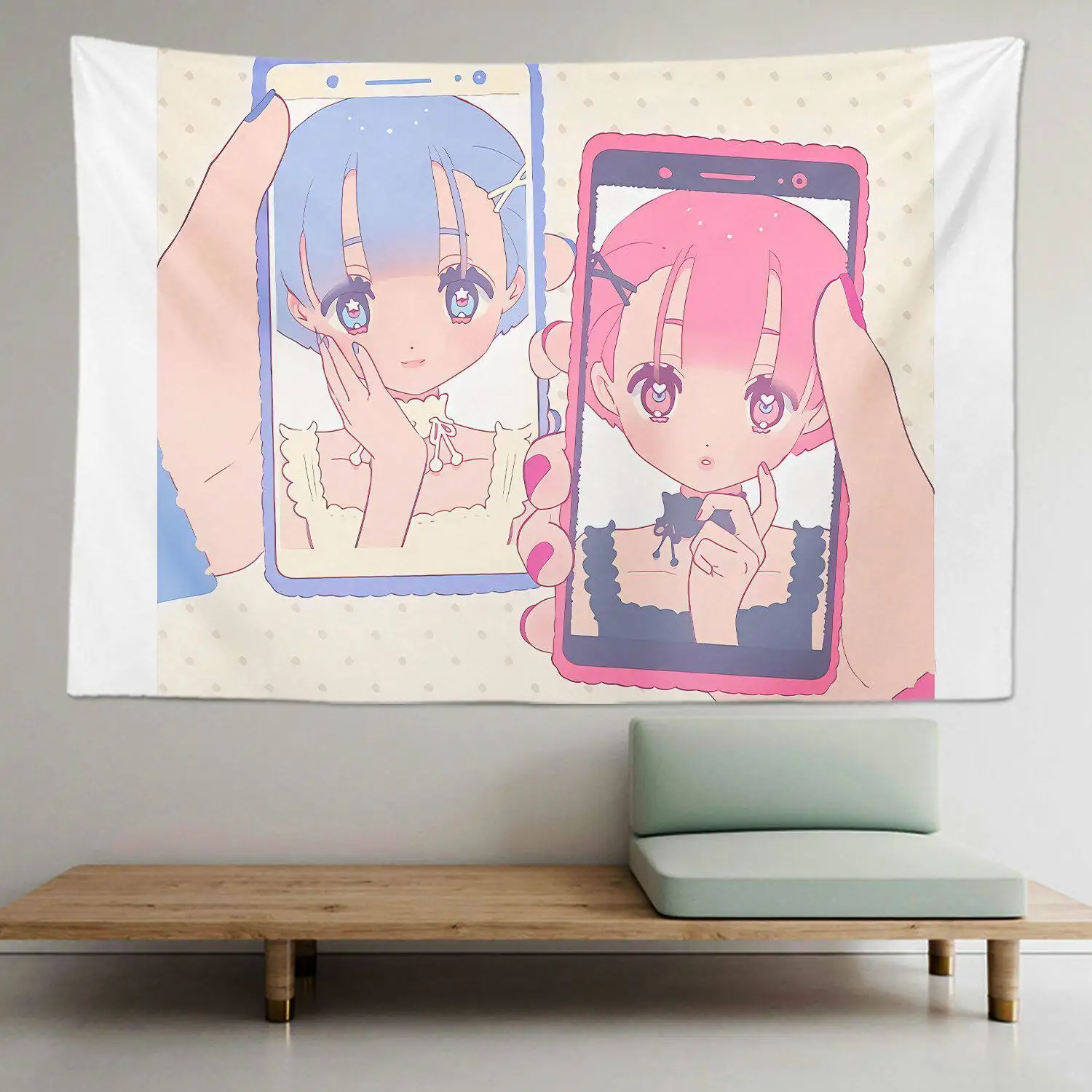 Cute Cool Girl Cartoon Anime Backdrop Cloth Decorative Wall Tapestry for Student Dormitory Bedroom Decor