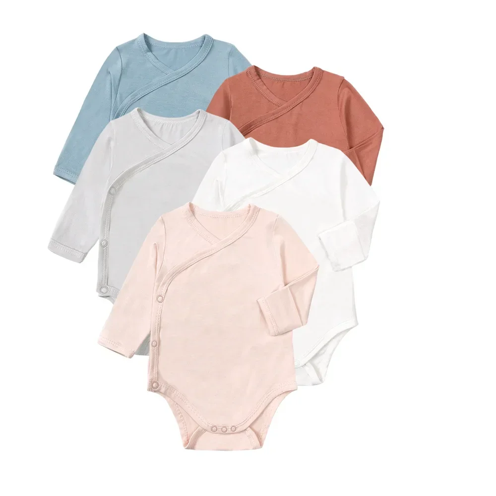 

Комбинезон из бамбукового волокна для новорожденных мальчиков и девочек, 2022, комбинезон унисекс с длинными рукавами, дышащая одежда для малышей, корейское боди для младенцев, От 0 до 24 месяцев