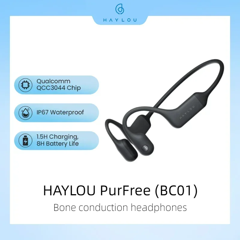 HAYLOU PurFree BC01 Bone Conduction Earphone Bluetooth 5.2 Wireless Headphones IP67 Waterproof Sports Headset For Xiaomi Phone