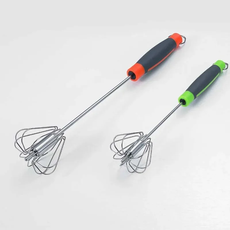 Semi-automatic Mixer Egg Beater Manual Self Turning Stainless Steel Whisk Hand Blender Egg Cream Stirring Kitchen Tools