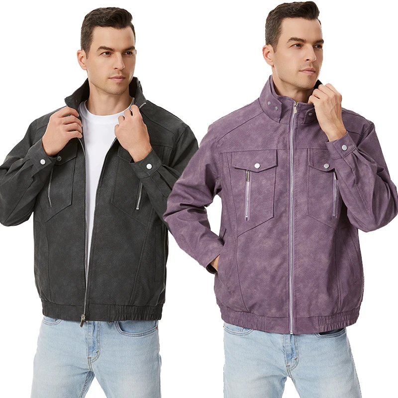 

New Autumn Winter Trendy Workwear Loose Comfortable Men Jacket Mountain Climbing Travel Sports Leisure Imitation Leather Jacket