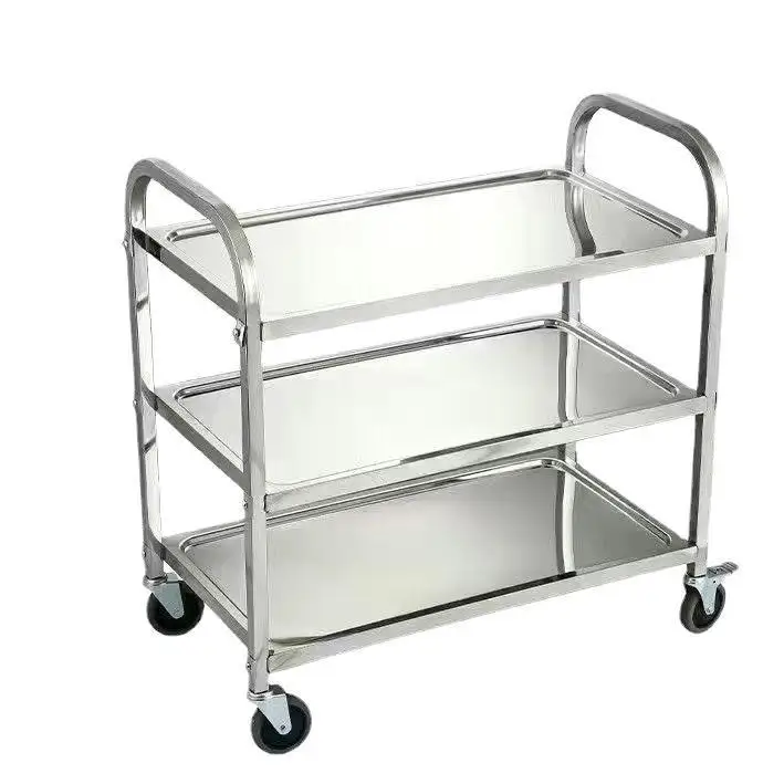 

Stainless steel, multi-function, three-layer four-wheel, food delivery, commercial mobile cart, bowl collection