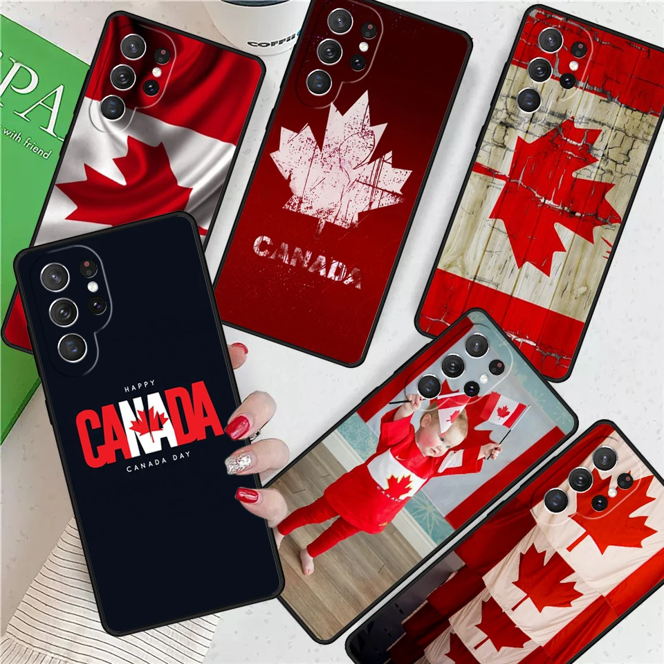 Canada Flag Maple Leaf Red For Samsung Galaxy S24 Ultra S21 S22 S8 S9 S10E Note 10 20 Plus FE S23 Phone case Cover Coque