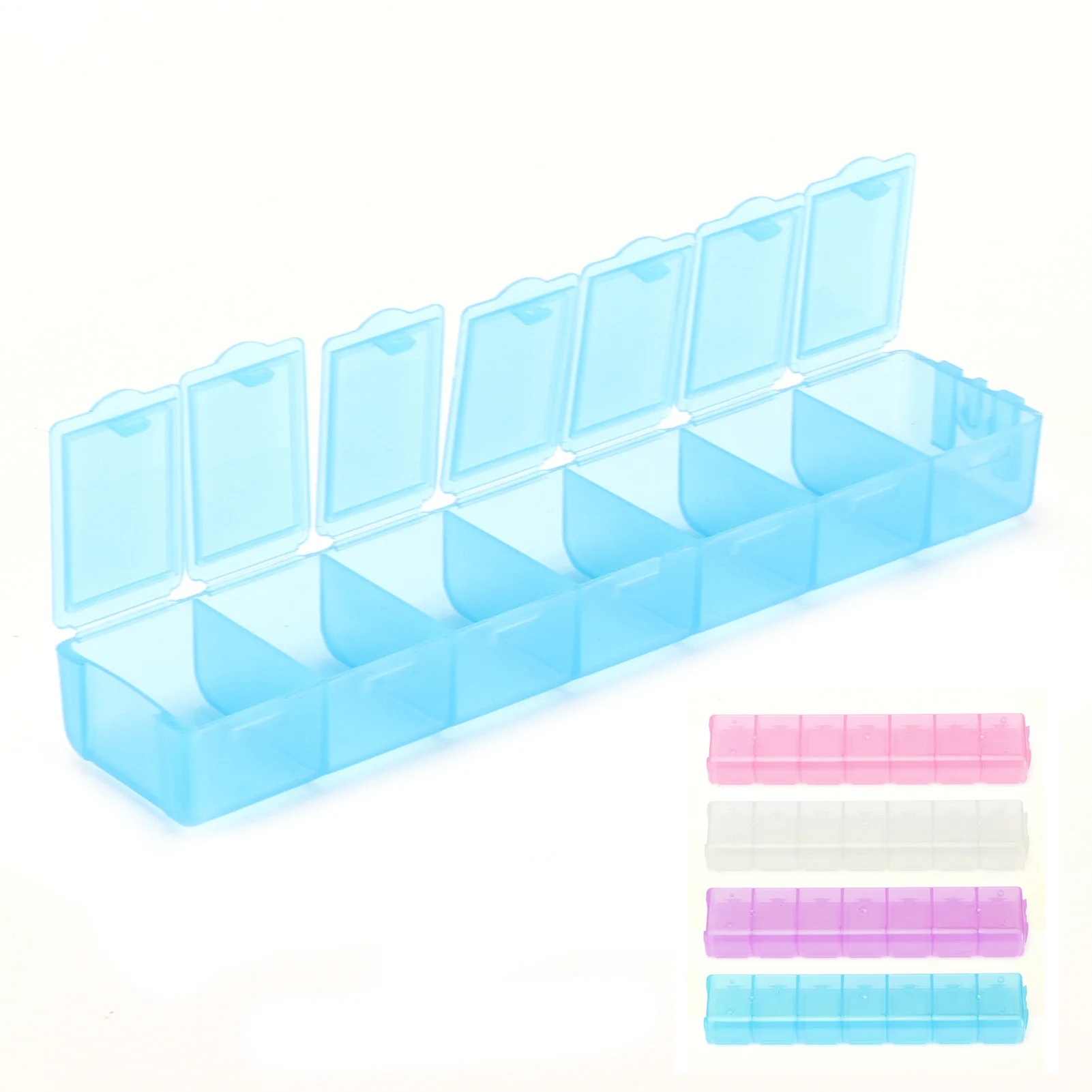 7 Grid Plastic Box Travel Repacking Box 7 Small Grids Sub‑packing Storage Box for Store Earrings Necklaces Beads Finger Rings