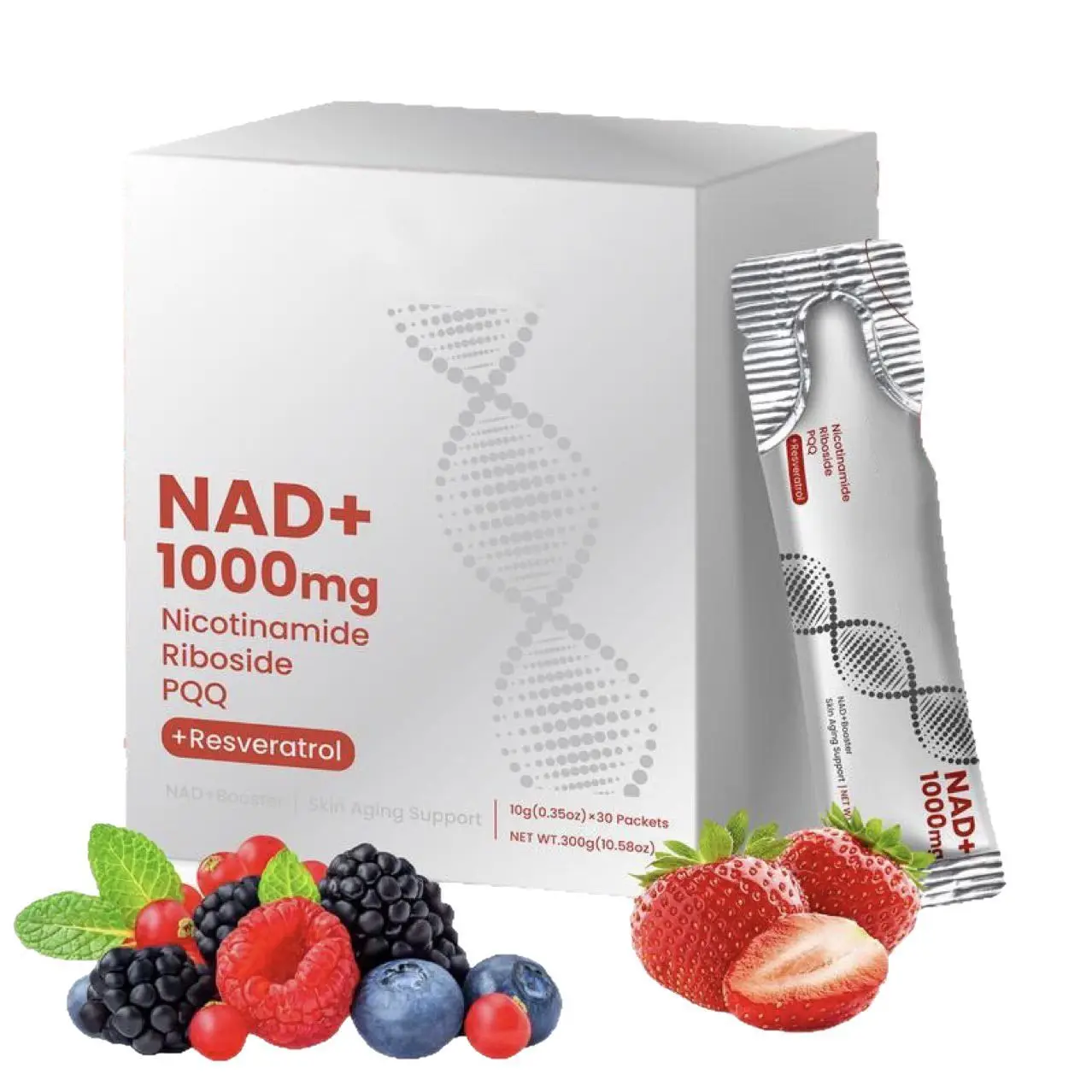 NAD+ 1000mg Liquid Packets Supplement Premium Nicotinamide Riboside & Resveratrol for Cellular Energy for Men Women 30 Pocket