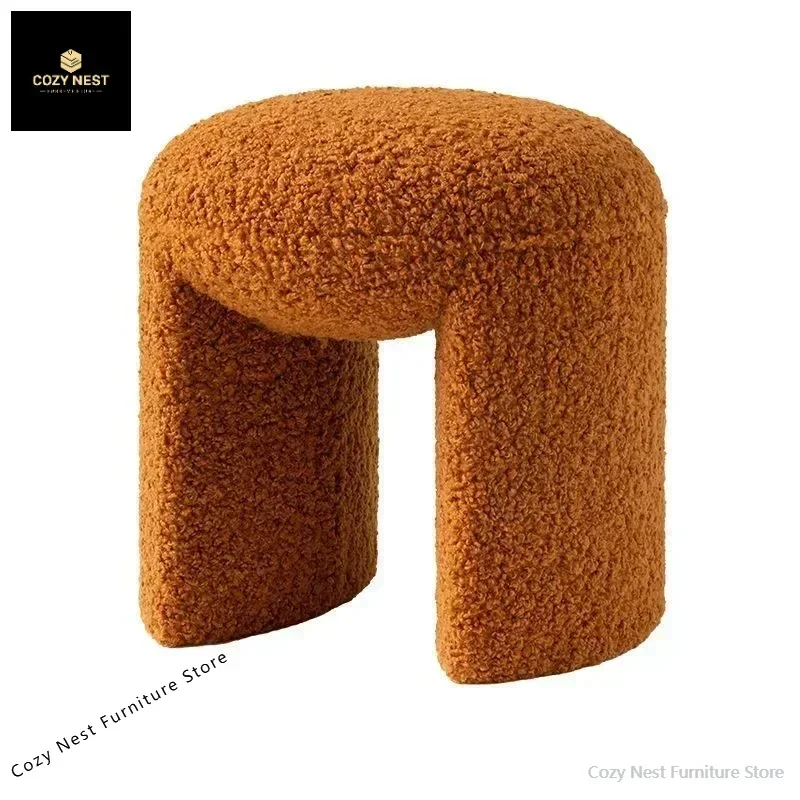 Lamb Velvet Light Luxury Nordic Chairs Makeup Stools Shoe Changing Stools Entrance Seating Bedroom Living Room Kitchen Furniture