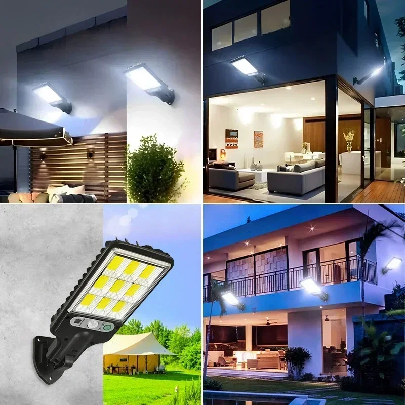 Outdoor Solar Street Lights Motion Sensor Wire Free Wall Lamp 3 Lighting Mode Garden Courtyard Security Lighting