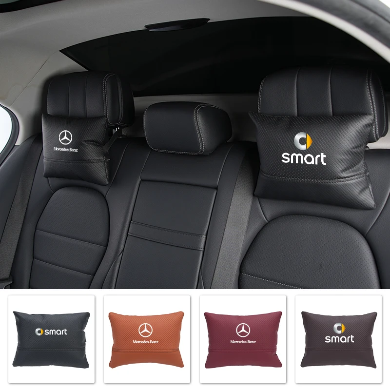 Car Seat Pillow Auto Logo Headrest Neck Support Cushion For Mercedes Benz AMG A C Class W201 W210 W108 W204 W205 W203 W211 W124