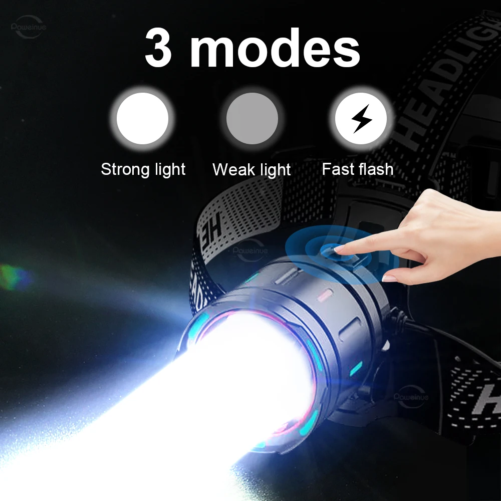 1500W LED Headlamp 6000M Long Range IR Motion Sensor Headlight USB Rechargeable Zoomable Head Torch For Camping Hunting Hiking