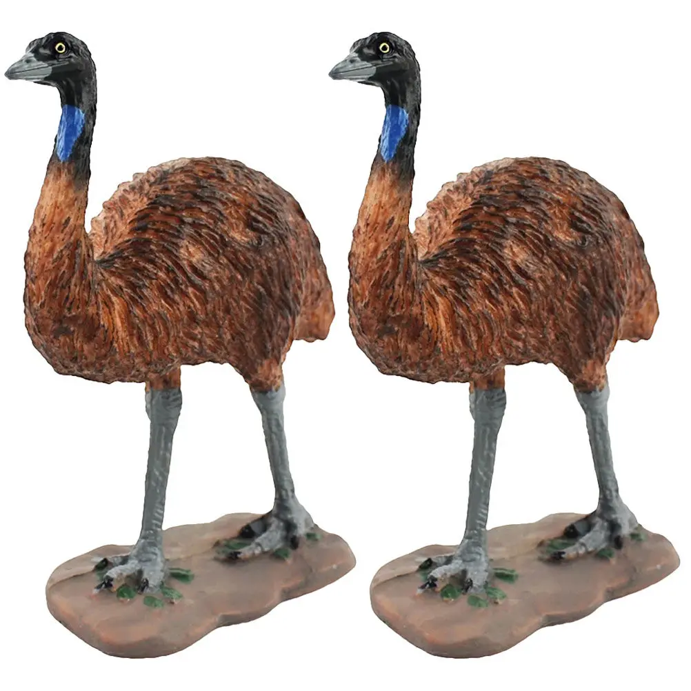

2Pcs Lifelike Ostrich Statue Plastic Desktop Decor for Kids Animal Cognition Learning Tool Small Ornament Educational Gift